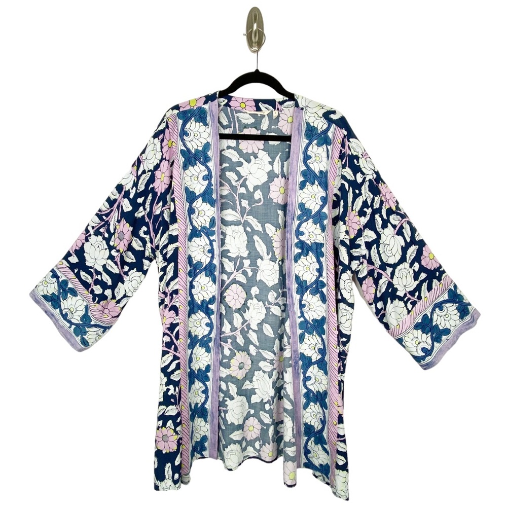 Soft Surroundings Open Front Lightweight Floral Kimono Style 29124 Size Medium